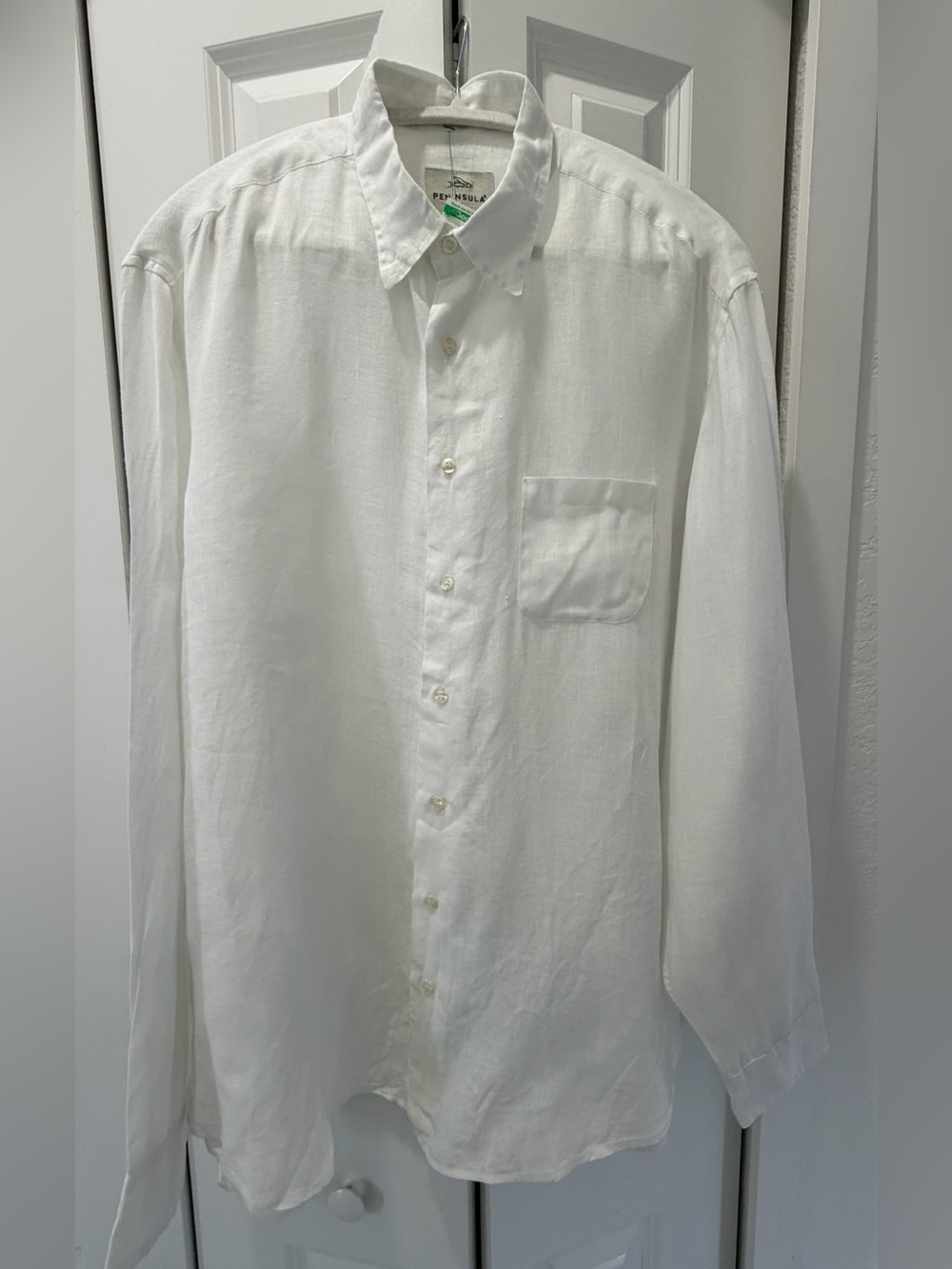 Peninsula Swimwear Men XL Linen Shirt White Long Sleeve Resort Italy Luxury